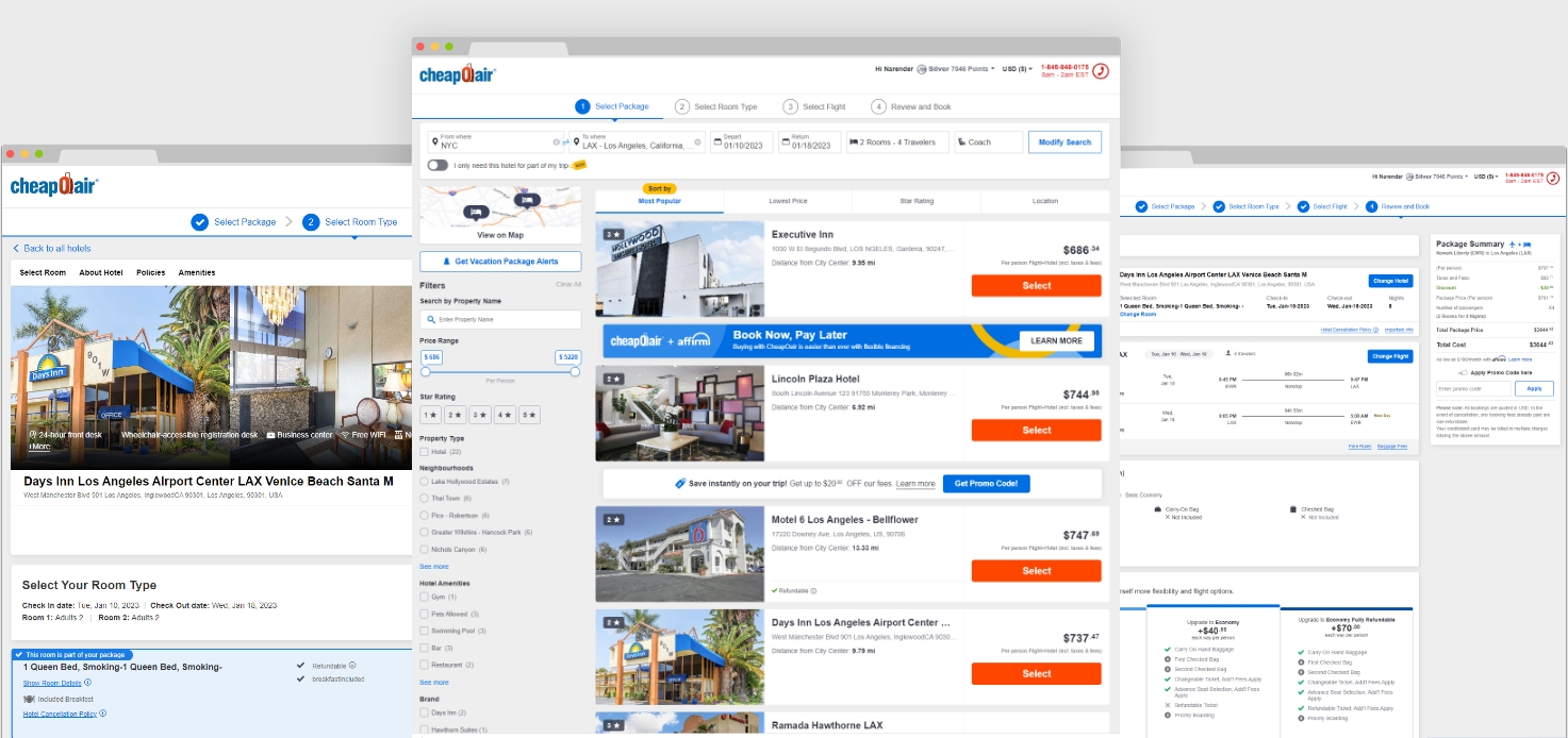 CheapOair Vacation UI