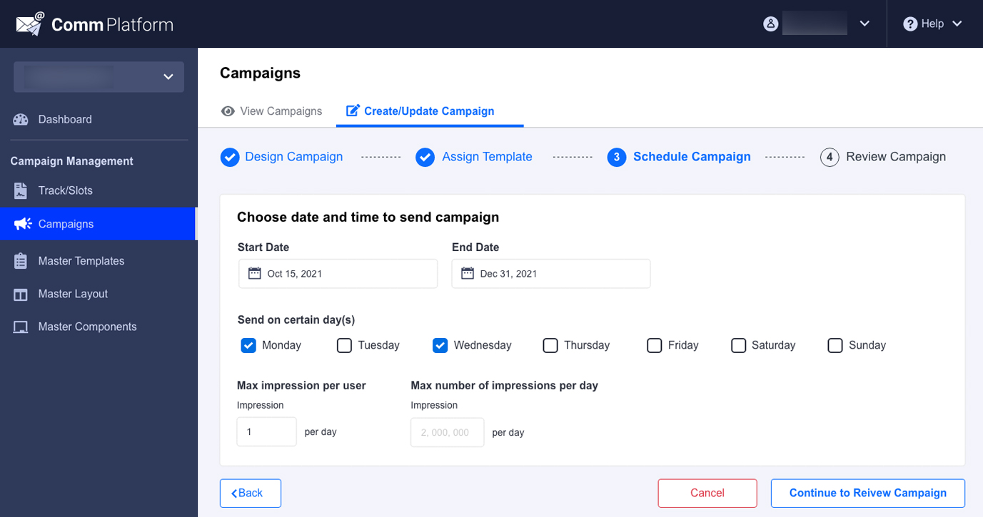 Communication Platform UI — reporting
